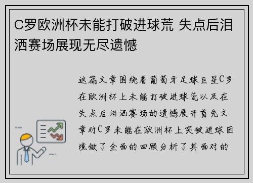 C罗欧洲杯未能打破进球荒 失点后泪洒赛场展现无尽遗憾